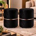 Ver imagem 1 de Kit de Puff Cinta no Meio Rose Gold, Cor Preto Veludo - Let Móveis