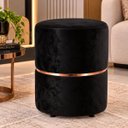 Ver imagem 4 de Kit de Puff Cinta no Meio Rose Gold, Cor Preto Veludo - Let Móveis