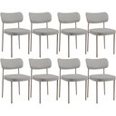 Ver imagem 1 de Kit 08 Cadeiras Estofadas para Sala de Jantar Melina Base Arena L02 Linho Cinza - Lyam Decor