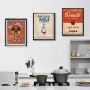 Ver imagem 2 de Kit 3 Quadros Cozinha Vintage 24x18cm - com vidro:Madeira preta