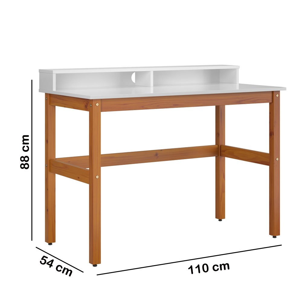 Escrivaninha Mesa para Computador California Pés Madeira Quarto Sala Escritorio Trabalho Cor Branco - 6