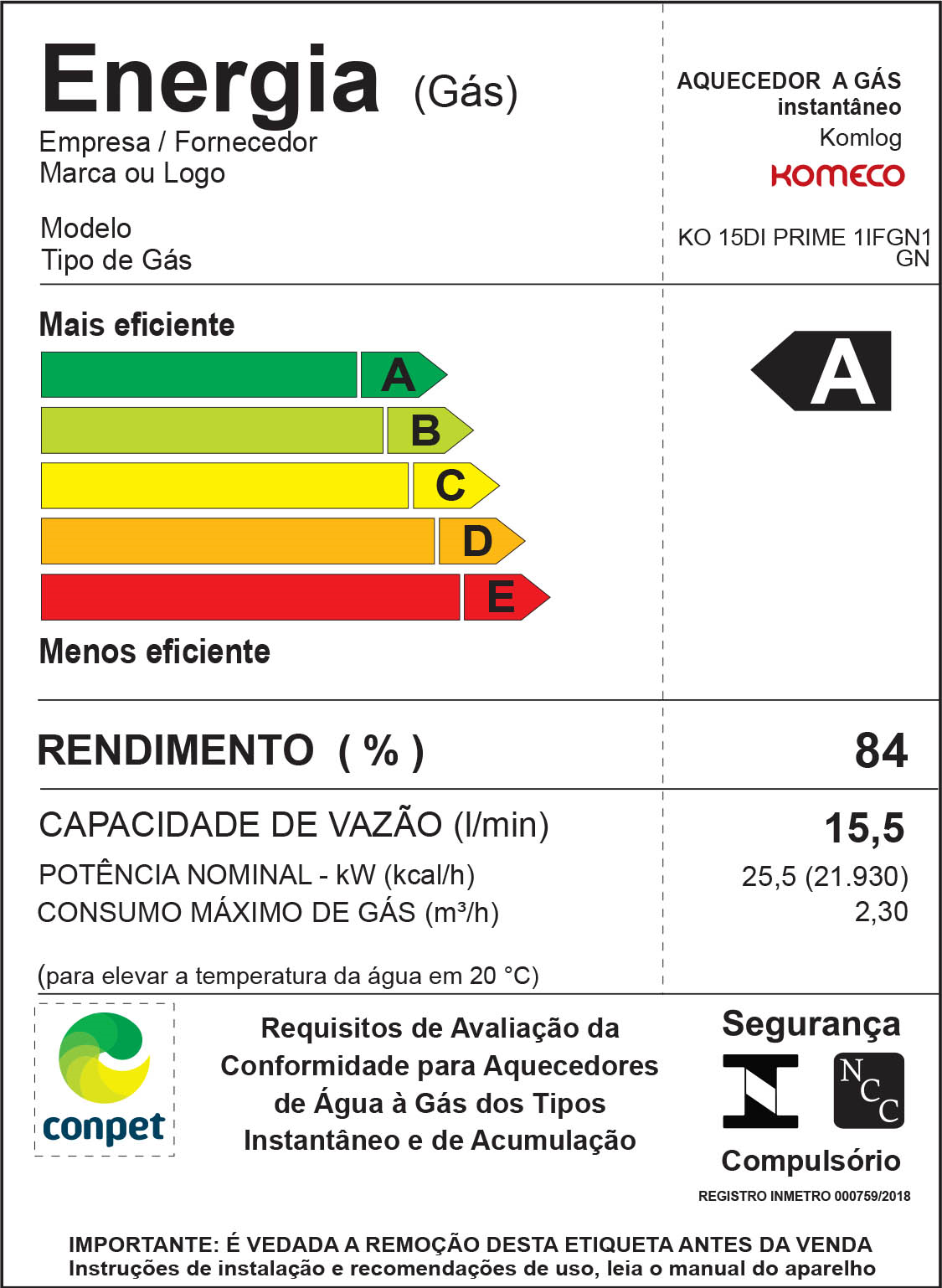 Aquecedor de Água a Gás Komeco Ko 16 Di Prime Inox Digital 16 Litros Bivolt Gás Gn - 8