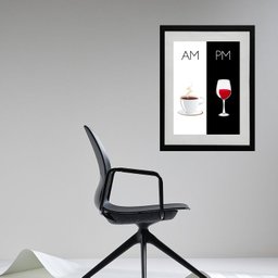 Quadro Café Vinho Am Pm - 60x48cm:madeira Preta - 2