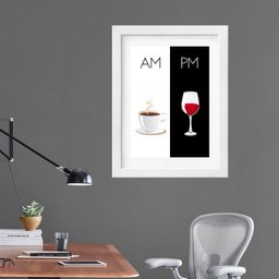 Quadro Café Vinho Am Pm - 60x48cm:madeira Preta - 1