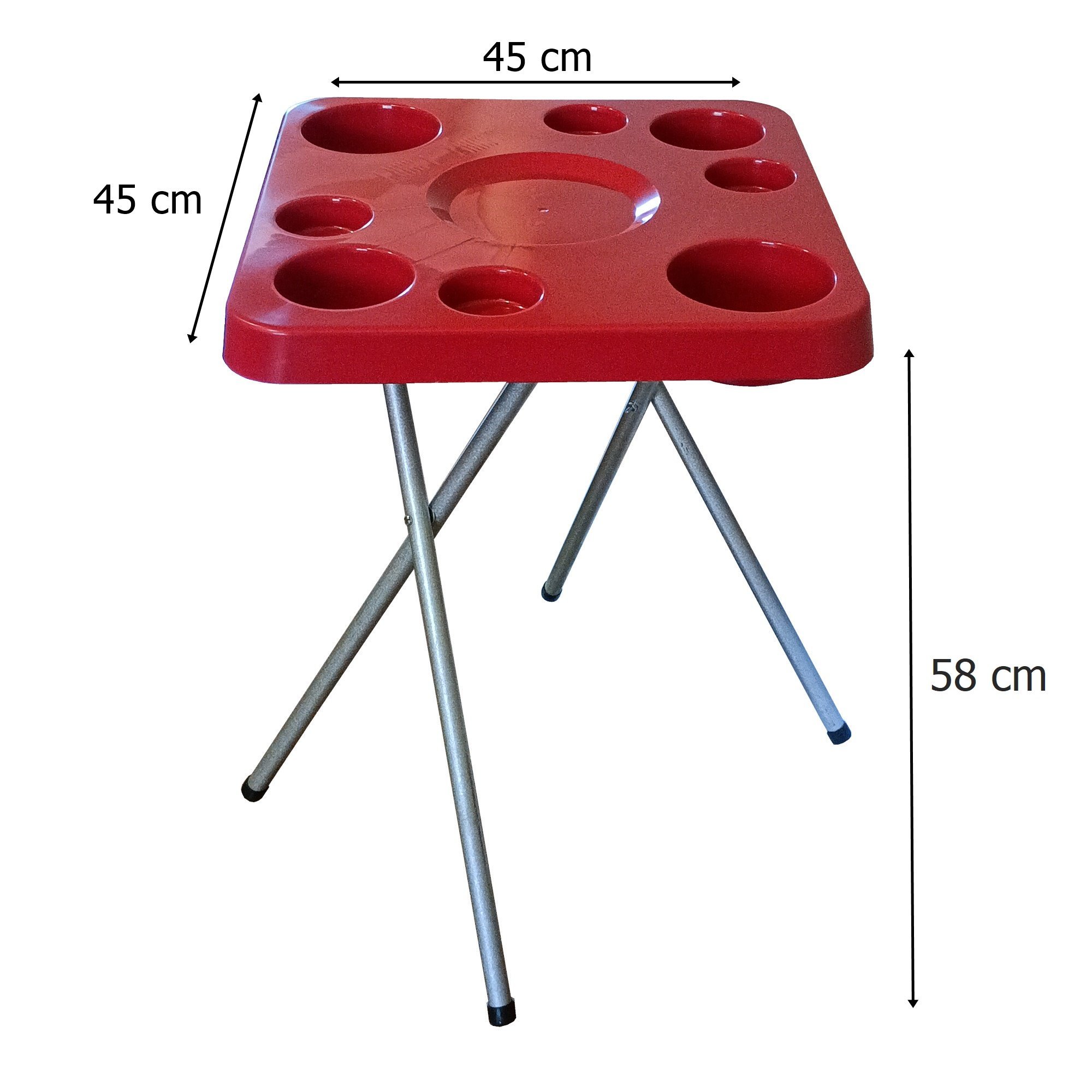 Mesa Dobravel para Petiscos Praia e Suporte Guarda Sol Chão Cor:vermelho - 6