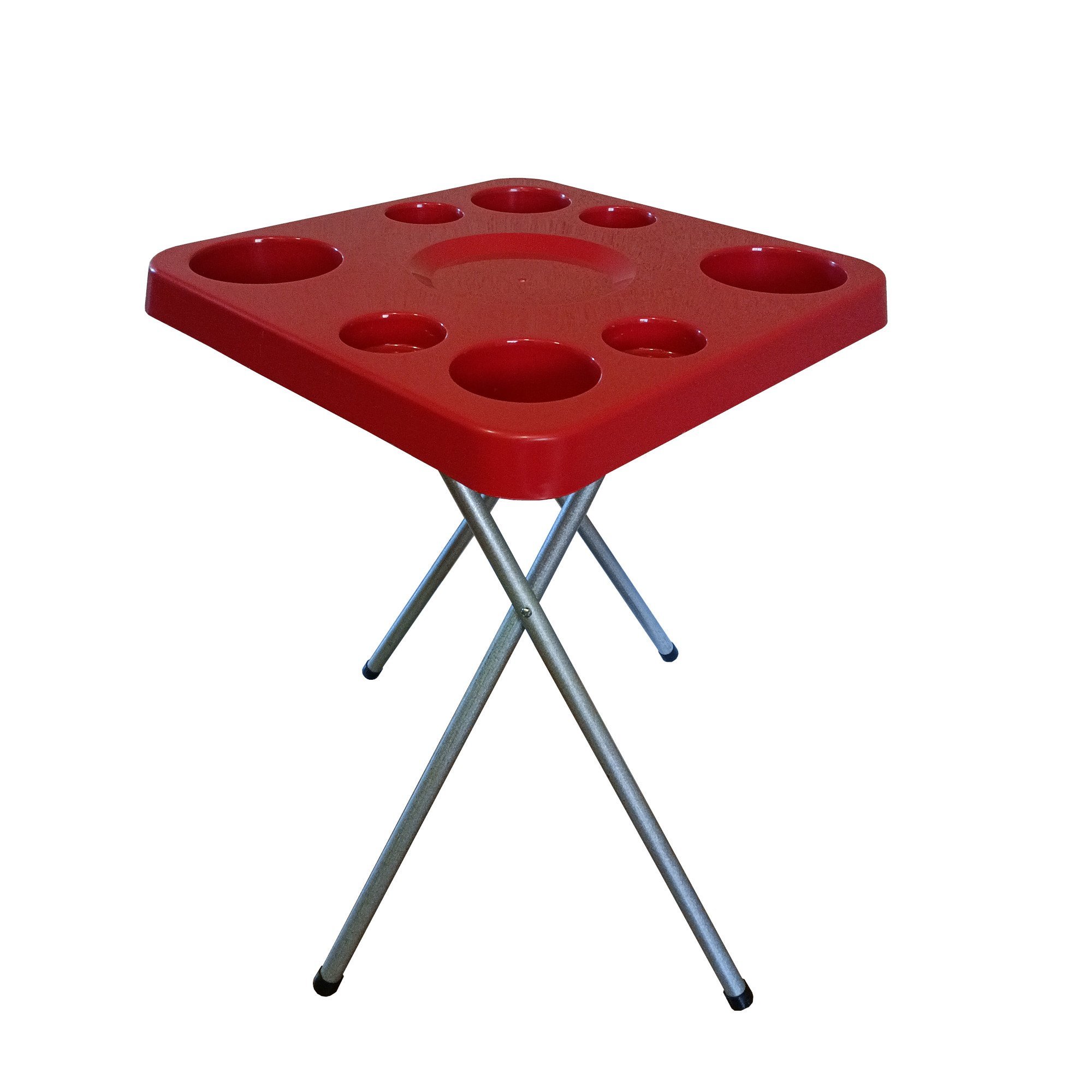 Mesa Dobravel para Petiscos Praia e Suporte Guarda Sol Chão Cor:vermelho - 3