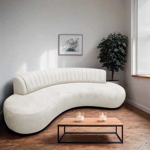 Sofá Orgânico 03 Lugares Sala Estar Celeste 200cm Bouclé