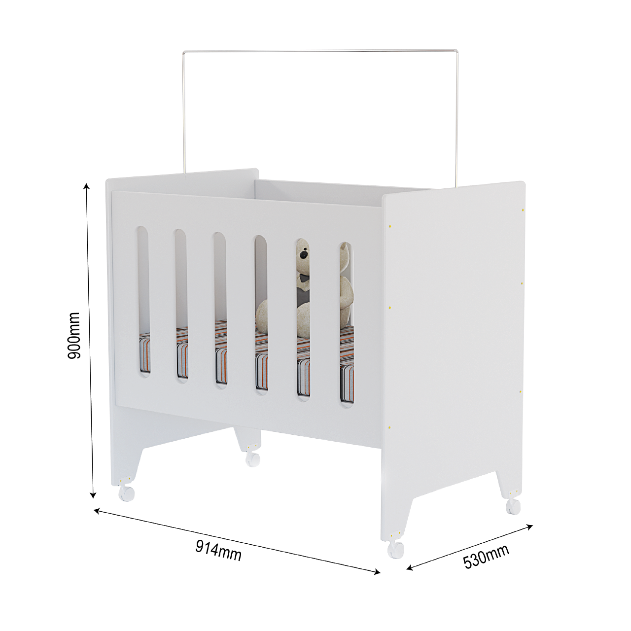Mini Berço Moisés Branco em Mdf com Colchão - 6 em 1 | MadeiraMadeira