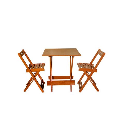 Conjunto Dobrável 70x70 com 2 Cadeiras - Mel - Btb Móveis