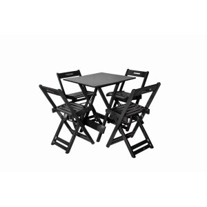 Conjunto Dobrável 70x70 com 4 Cadeiras - Tabaco - Btb Móveis