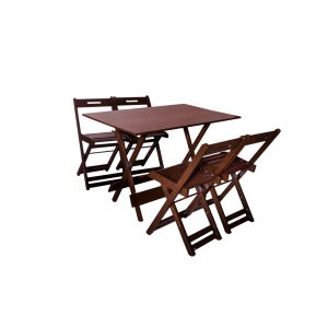 Conjunto Dobrável 120x70 com 4 Cadeiras - Imbuia - Btb Móveis