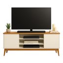 Ver imagem 1 de Rack Bancada para Tv até 60 Polegadas 1,60m 2 Portas 3 Nichos Titan Off White / Madeirado Edn