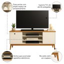 Ver imagem 3 de Rack Bancada para Tv até 60 Polegadas 1,60m 2 Portas 3 Nichos Titan Off White / Madeirado Edn