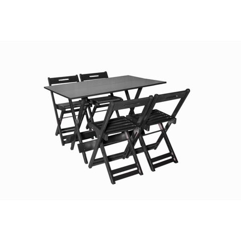 Conjunto Dobrável 120x70 Com 4 Cadeiras - Tabaco - BTB Móveis