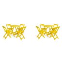 Ver imagem 1 de Kit 02 Conjuntos Dobrável 70x70 Com 4 Cadeiras - Amarelo - BTB Móveis