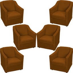 Kit 6 Poltronas Decorativas Para Sala De Espera Recepção Escritório Consultório Suede - 1