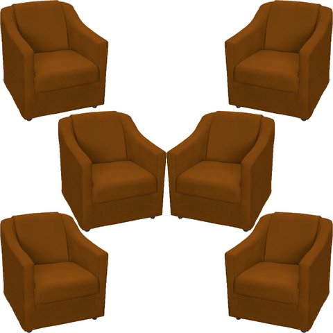 Kit 6 Poltronas Decorativas Para Sala De Espera Recepção Escritório Consultório Suede