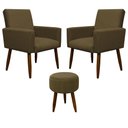 Ver imagem 1 de Kit 2 Poltronas e Puff Sala e Quarto Nina Suede Herrero Cor:marrom Claro