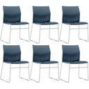 Ver imagem 1 de Kit 06 Cadeiras Empilhável Fixa Link F02 Base Aço Cinza Azul - Lyam Decor