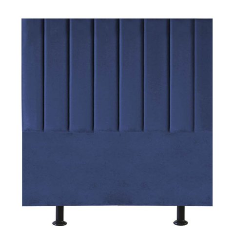 Cabeceira Estofada Cama Box Solteiro 90 Cm Mavie Veludo:azul Marinho