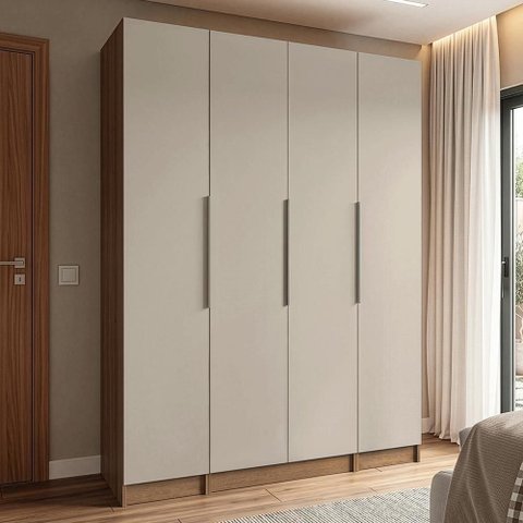 Guarda Roupa Modulado Neo 4 Portas de Bater MDP Rustic-Crema Madesa 160cm