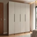 Ver imagem 1 de Guarda Roupa Modulado Neo 4 Portas de Bater MDP Rustic-Crema Madesa 160cm