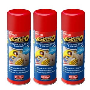 Kit com 3 Sprays Removedor Tira Cola Vedatudo Dryko 400ml