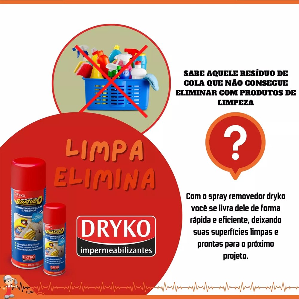Kit com 3 Sprays Removedor Tira Cola Vedatudo Dryko 400ml - 3