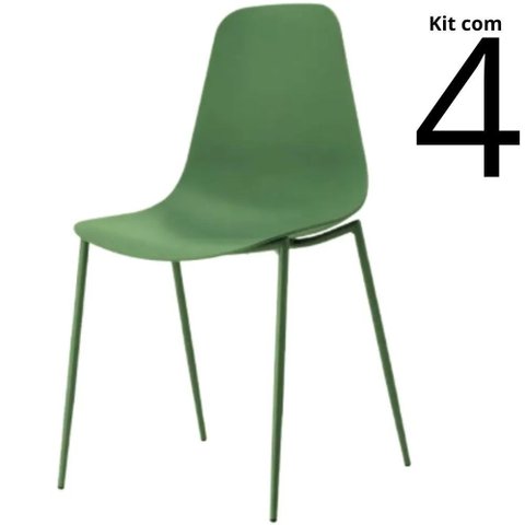 Conjunto 4 Cadeiras Miami Base em Aço - Verde Oliva
