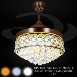 Ventilador de Teto e Lustre Luxuoso Led 6 Velocidades T1366 - 6