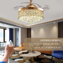 Ventilador de Teto e Lustre Luxuoso Led 6 Velocidades T1366 - 2