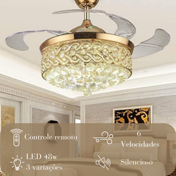 Ventilador de Teto e Lustre Luxuoso Led 6 Velocidades T1366 - 4