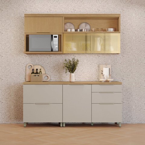 Cozinha Modulada 4 Peças Ripado 100% MDF Marquesa