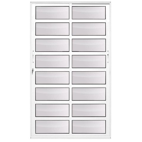 Porta de Correr Alumínio Branco Travessa 02 Folhas Maxx - 210x120 - Esquerda
