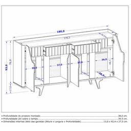 Aparador Buffet Danubio 4portas Off White Cinamomo Bechara - 5