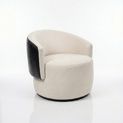 Poltrona Giratória Orgânica Capri Compose Veludo Corino Design Redondo Luxo P/ Leitura Sala Quarto R