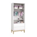 Ver imagem 2 de Dormitório Completo Infantil Classic 2 Portas, Cômoda 6 Gavetas, Berço Branco Fosco com Pés Madeira