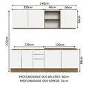 Ver imagem 4 de Armário de Cozinha Completa 240cm Rustic/Branco Veludo Lux Madesa 05