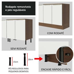 Armário de Cozinha Completa 240cm Rustic/Branco Veludo Lux Madesa 05 - 10