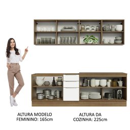 Armário de Cozinha Completa 240cm Rustic/Branco Veludo Lux Madesa 05 - 6