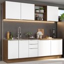 Ver imagem 1 de Armário de Cozinha Completa 240cm Rustic/Branco Veludo Lux Madesa 05