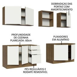 Armário de Cozinha Completa 240cm Rustic/Branco Veludo Lux Madesa 05 - 5