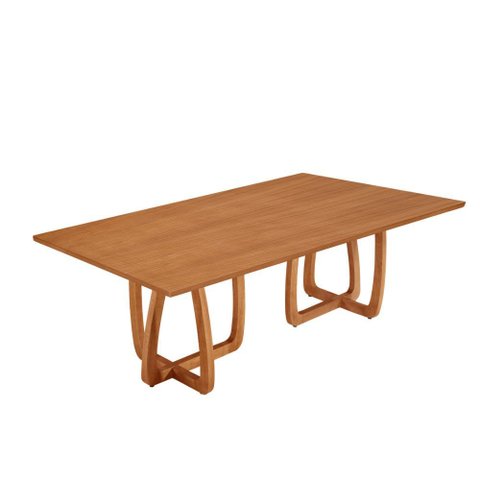 Mesa para Sala de Jantar Flora 220cm Tampo Canto Moeda Laminado