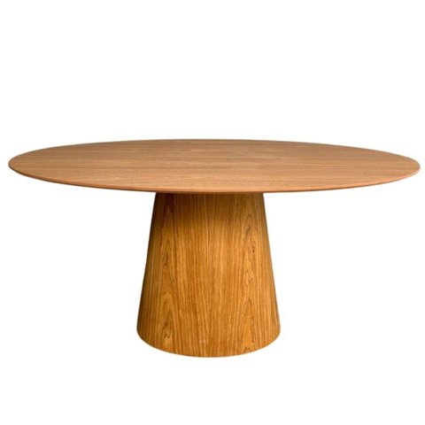 Mesa de Jantar Cone Oval 198x122 Cm Base Madeira Freijó Tampo Freijó