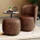 Ver imagem 2 de Poltrona Decorativa com Puff Orgânico Molly Couríssimo Whisky - Desk Design