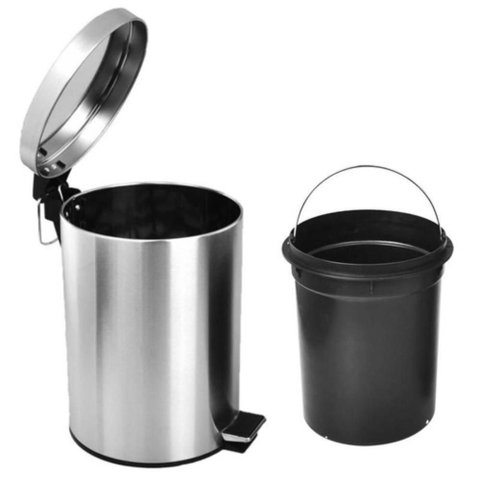 Lixeira Inox 3l com Pedal e Cesto Removível Ideal para Banheiro e Cozinha Higiênica e Elegante