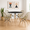 Ver imagem 1 de Conjunto Mesa Eames 90cm Preta com 4 Cadeiras Kaila Fendi Sala Jantar
