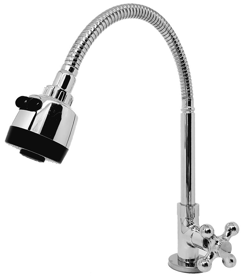 Torneira de Cozinha Gourmet Mesa Bancada Bica Móvel Flexível Inox Arejador 2 Jatos 1/4 de Volta C52 - 1