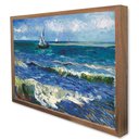 Ver imagem 1 de Quadro Decorativo Caixa Alta com Vidro Barcos de Pesca no Mar - Van Gogh TaColado Moldura Madeira 12