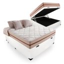 Ver imagem 1 de Cama Box Baú Casal Tecido Sintético Branco com Colchão Pillow Angel - Bello Box - Molas Ensacadas 62
